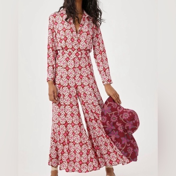 Anthropologie Pants - NWT Anthropologie Loveland Wide-Leg Jumpsuit in pink rise floral size 2